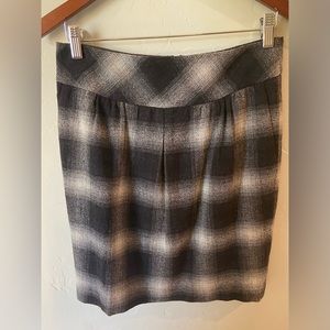 NWT LOFT Black & Charcoal Plaid Skirt